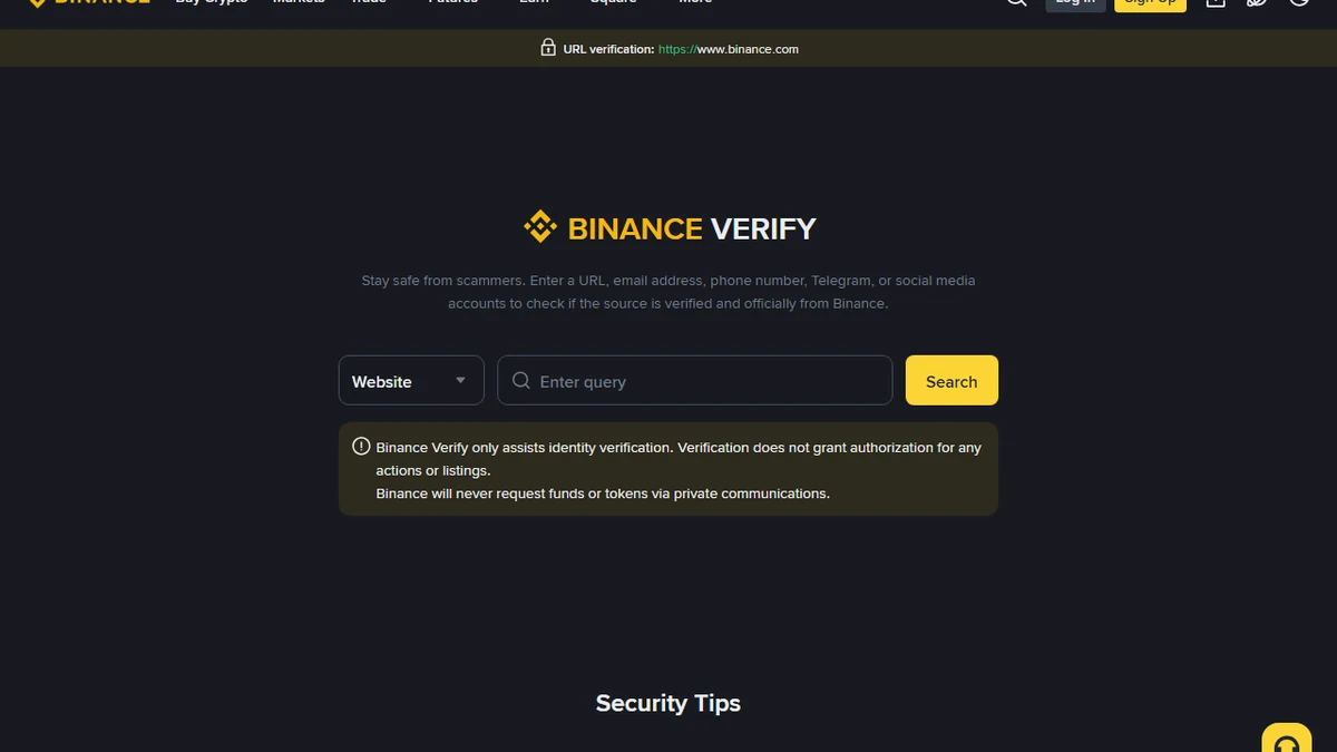 Thibitisha mawasiliano rasmi ya Binance